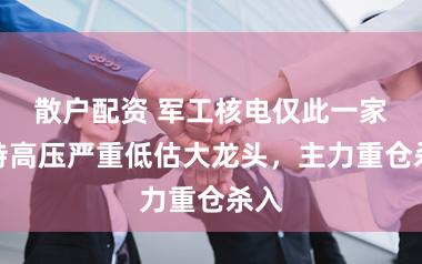 散户配资 军工核电仅此一家，特高压严重低估大龙头，主力重仓杀入
