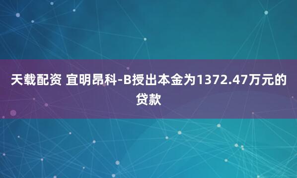 天载配资 宜明昂科-B授出本金为1372.47万元的贷款