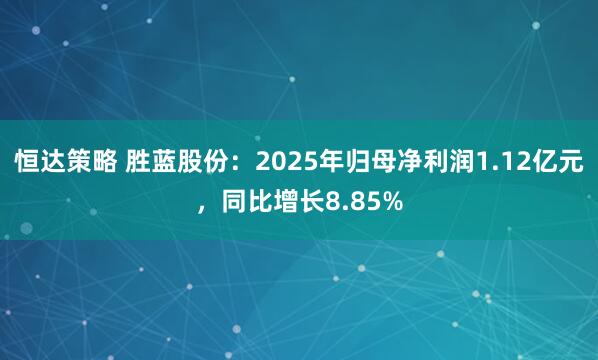 恒达策略 胜蓝股份：2025年归母净利润1.12亿元，同比增长8.85%